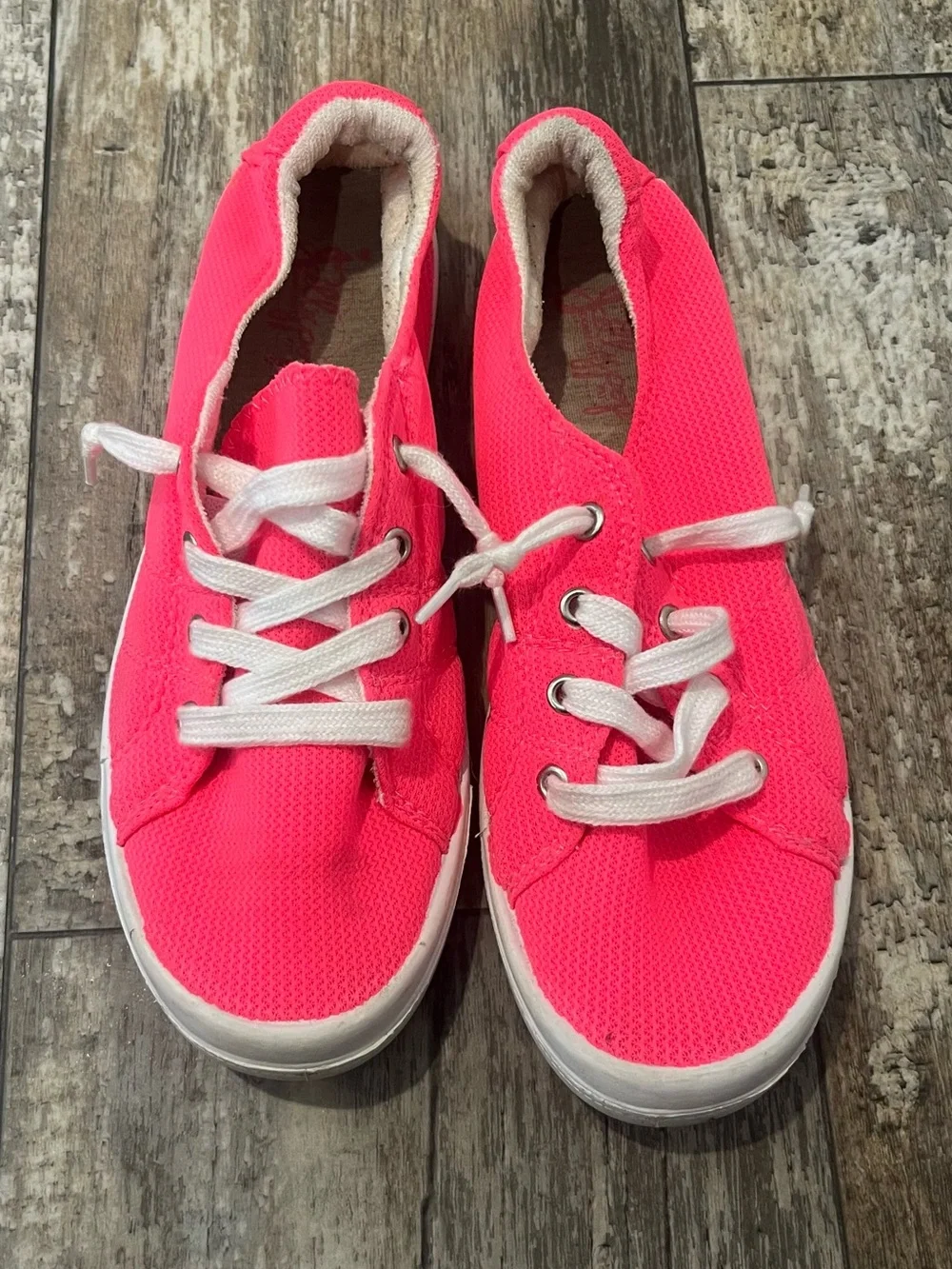 Jellypop Bright Hot Pink Lace-Up Sneakers